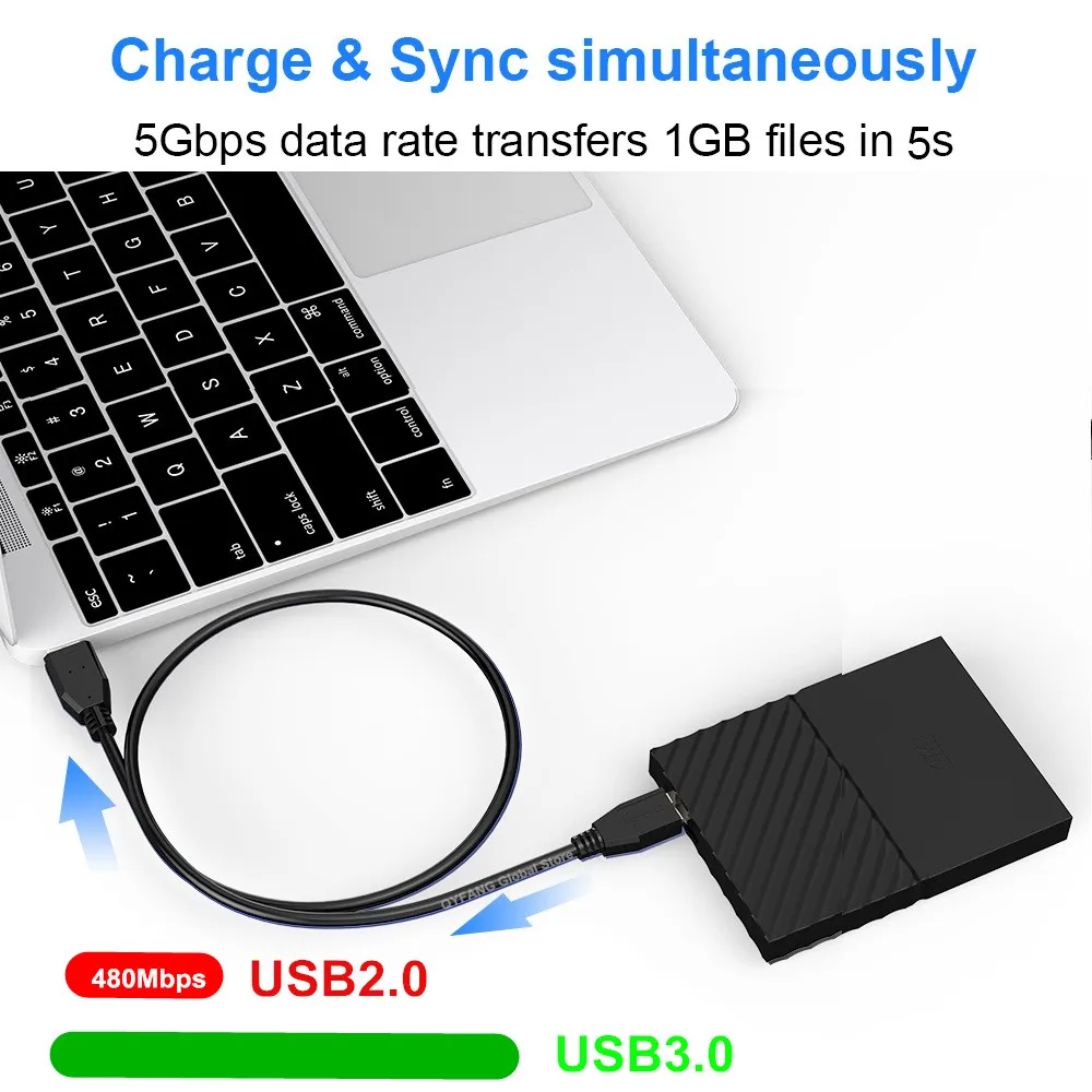 USB Micro B Cable Type-A to USB 3.0 Micro B Cable Connector 5Gbps External Hard Drive Disk Cable for Hard Drive Computer Cable