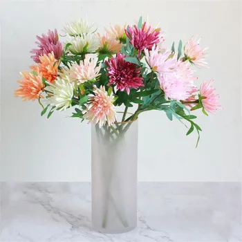 

7Pcs Fake Crabweed (2 heads/piece) 18.9" Length Simulation Gerbera full Open for Wedding Home Decorative Artificial Flowers