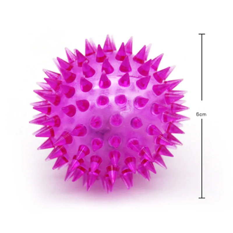 

Cat Hedgehog Ball Dog Spike Ball Puppy LED Random color Light Up Squeaky Rubber Chew Molar