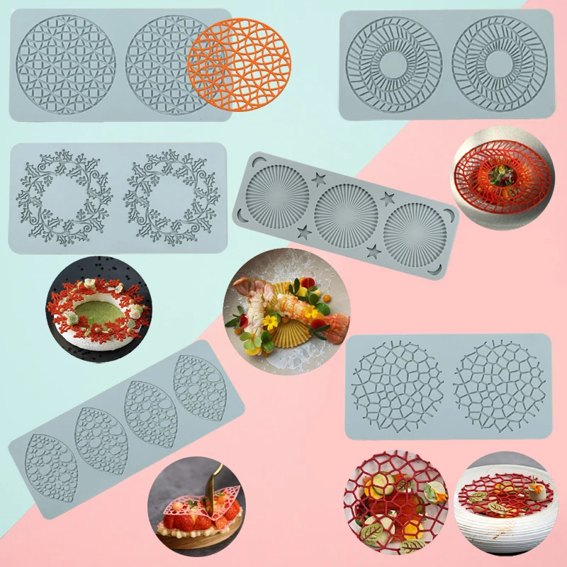 Variety Types Lace Mat Geometric Pattern Design Sugarcraft Silicone Pad Chocolate Fondant Cake Molds Dessert Decorating Moulds