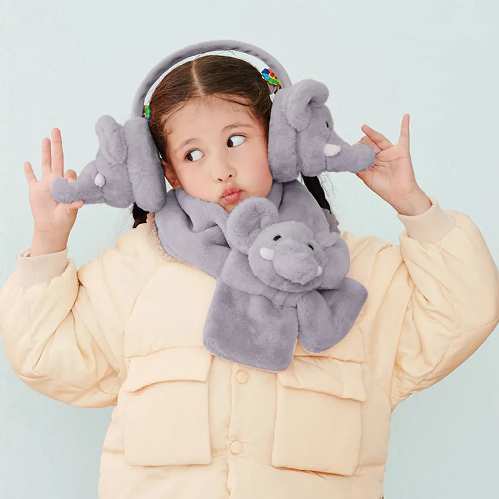 Манекен милый слон Наушники для защиты от холода, шарф набор плюшевый теплый зимний шарф для поездок наушники плюшевые родитель-ребенок шарф наушники из двух частей