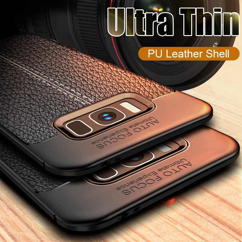 

Luxury Leather PU Silicone Soft Case On The For Samsung Galaxy S8 S9 S10 PLus Full Cover Note 8 9 S10E S8 Shockproof Bumper Case