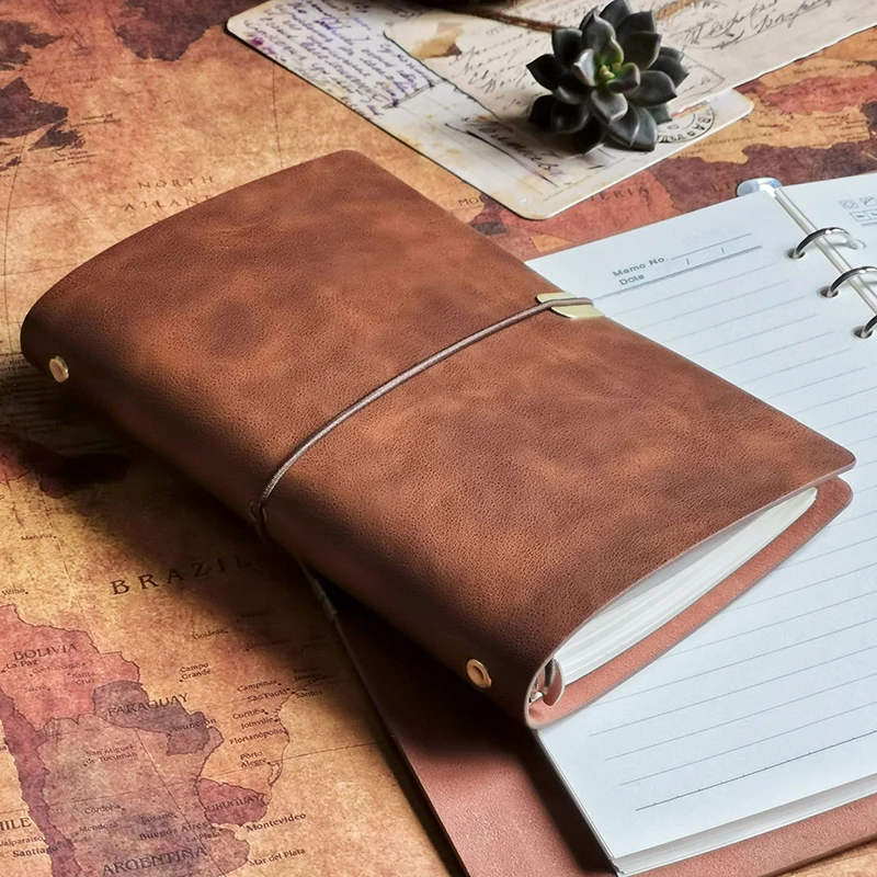 

Vintage Notebook Notepad Soft Leather Binder Faux Leather Diary A6 Blank Kraft Paper Hand-written Ledger Notebooks Planner