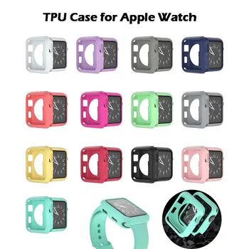 

13 Colors Soft Silicone Case For Apple Watch Series 3 2 1 Cover Frame Protection Bumper For iWatch Band 42mm 38mm