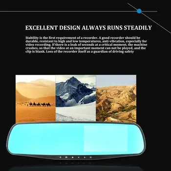 

Double lens Driving Recorder Dual Lens 4.3 Inch Blue Mirror Rear View Vision 2248 Video Recorder