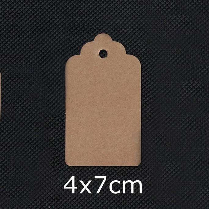 4x7cm Brown Kraft Gift Tags Scalloped Edge Wedding Party Paper Tag Price Label Hang Tag 100pcs/lot - Цвет: 4x7cm Brown