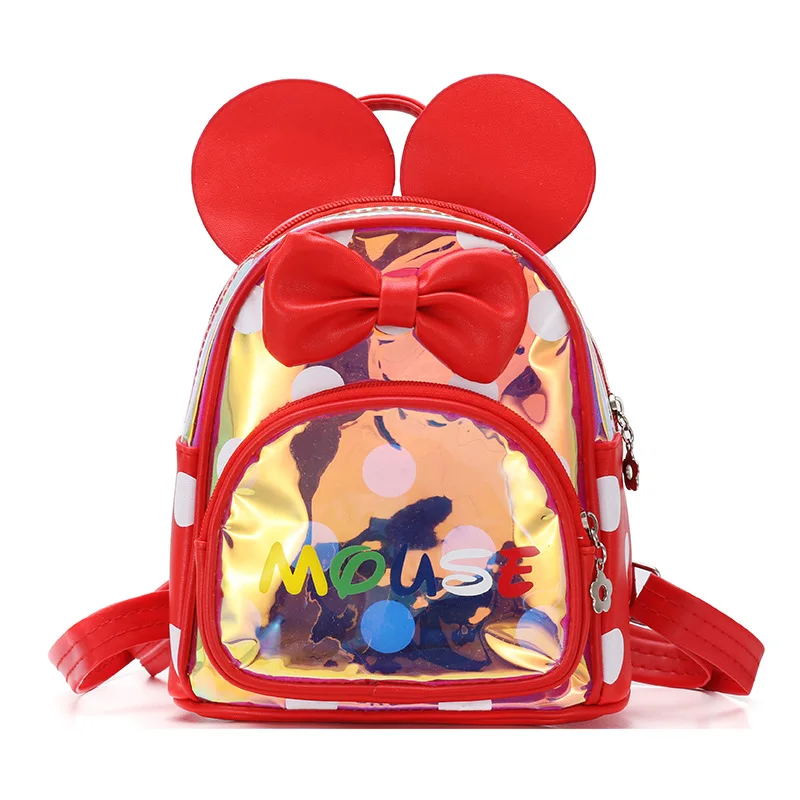 Disney Brand Girls Cartoon Minnie Mouse Backpack Bags For Kids Travel Cute Bow Handbags Kindergarten Fashion Small Packages Gift