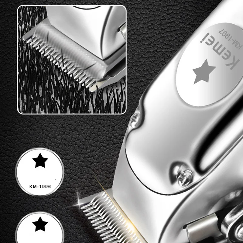 Ceny Kemei KM 1997 całkowicie metalowa profesjonalna maszynka do włosów elektryczna akumulatorowa maszynka do włosów dla mężczyzn maszynka do włosów ścinanie włosów maszyna fryzjer