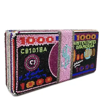 

ONEQUEEN Bling Money Sign Glitter Dollar 1000 Clutch Purse Evening Party Bag