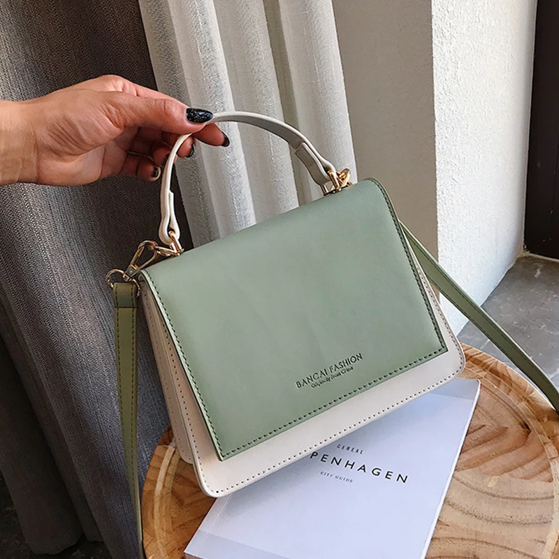 

Fashion Contrast Women's Handbags Simple Letter Print Crossbody Bags For Women Casual Pu Cover Design Purses Ladies Shoulder Bag