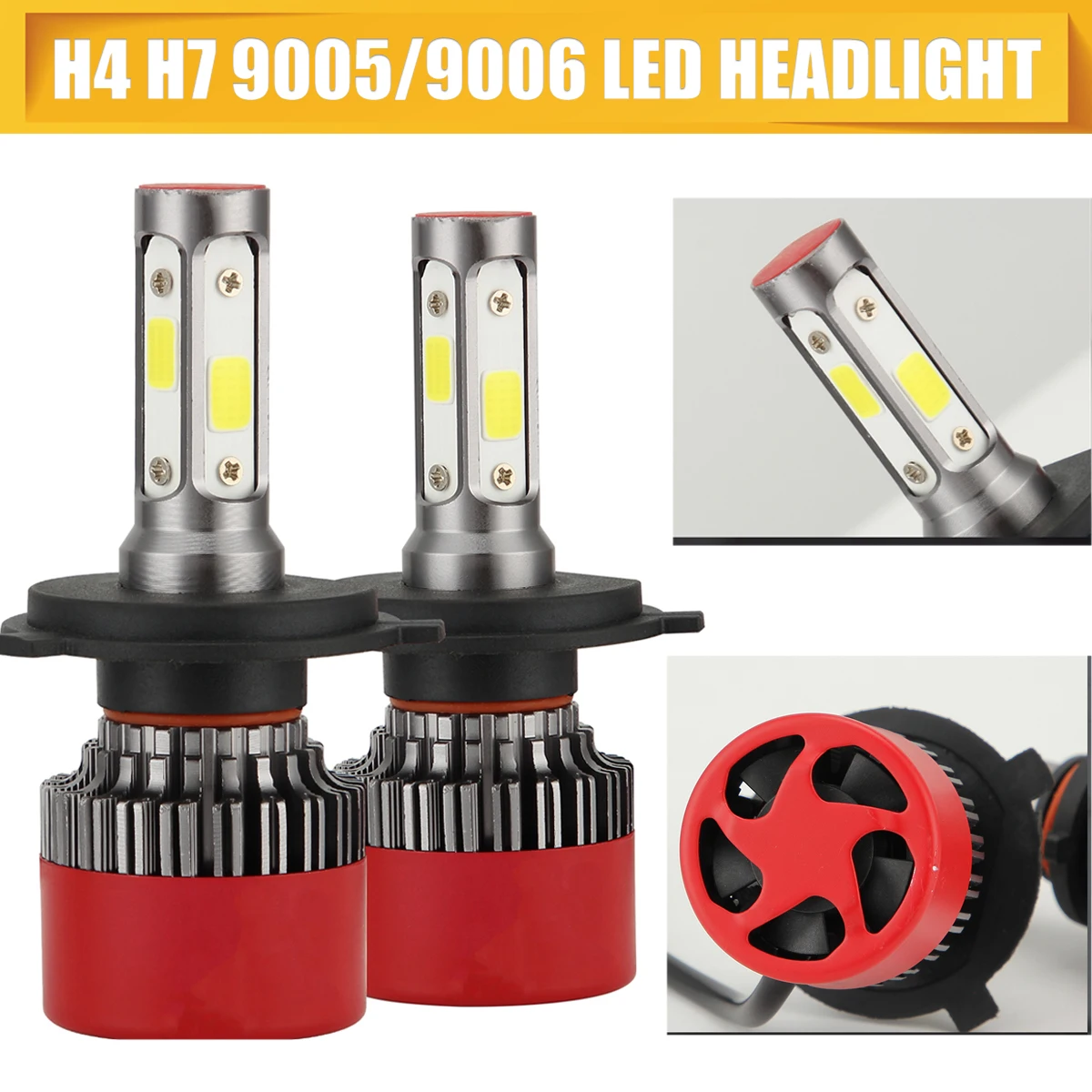 

2Pcs H4 H7 9005 9006 Car Led Headlight Bulbs White 6000K Kit Fog Light Universial Car Accessories