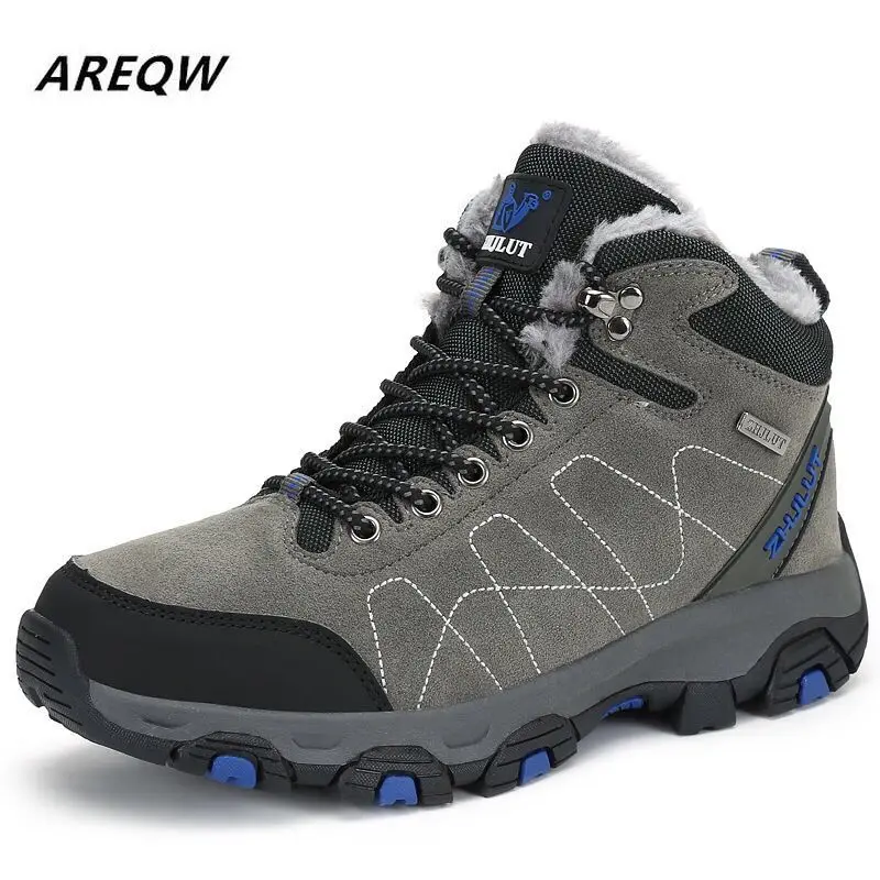 

2019 Suede Plus Velvet Strap Winter Boots Plush Warm Men's Anti-skiing Boots Retro Sports Shoes Men's Boots