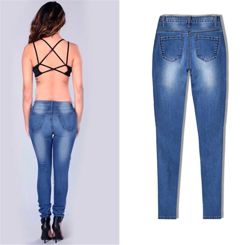 New Fashion Personality Women's Low Waist Slim Stretch Jeans Large Size Casual Street Feet Jeans
