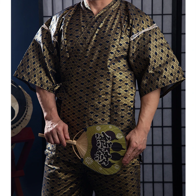 Traditional Japanese KIMONO Fashion YUKATA Summer Men Long Robes With Belt  95% Cotton Pajamas Set Male Sleepwear Bathrobe - AliExpress