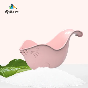 

Qshare Shampoo Cup Baby Bath Cap Children Cartoon Sea Lion Shower Spoons Baby Shower Cap Infant Washing Hair Kids Bath Tool