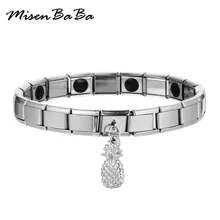 Дизайн эластичные Нержавеющая сталь здоровья браслет с германием терапии артрита амулеты "Ананас" Браслеты для Для мужчин Для женщин ювелирные изделия