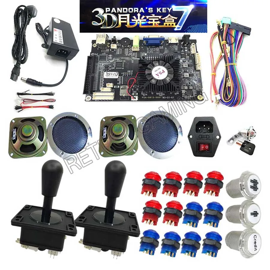 Happ joystick Набор DIY 3D Pandora7 с 2323 в 1 жгутом проводов PCB, адаптером питания, джойстиком, светодиодный 30 мм кнопкой для аркадной игровой машины для телевизора - Цвет: Happ joystick