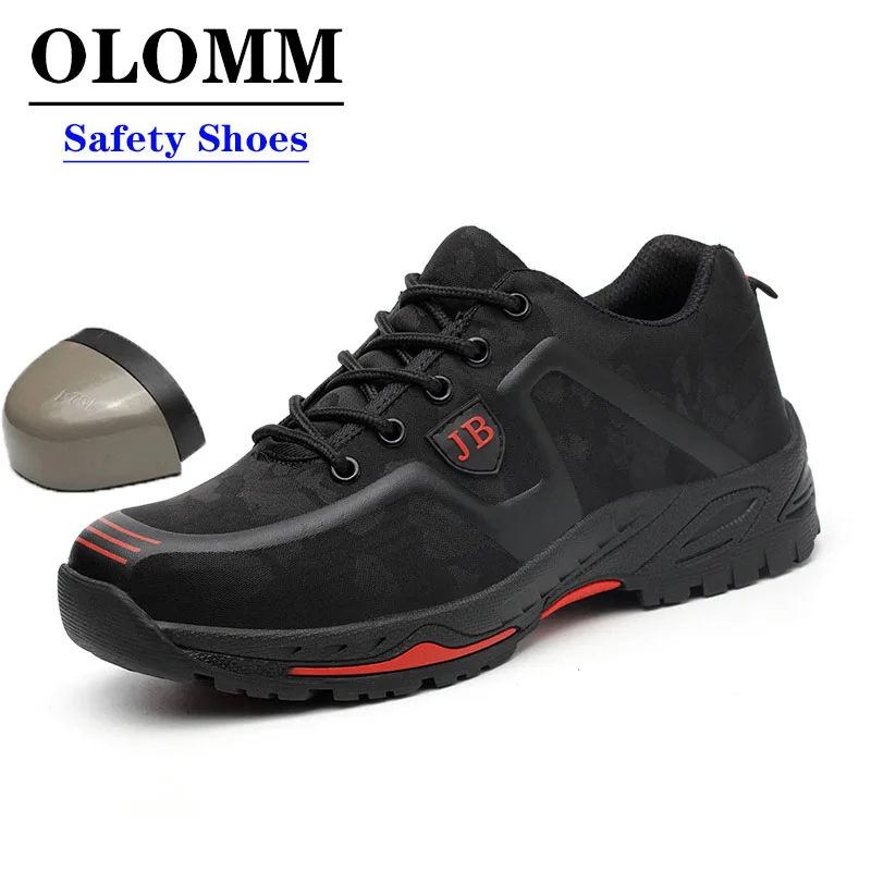 

OLOMM Labor Insurance Shoes Men Breathable Deodorant Safety Work Shoes Steel Toe Caps Anti-smashing Anti-piercing Site Shoes
