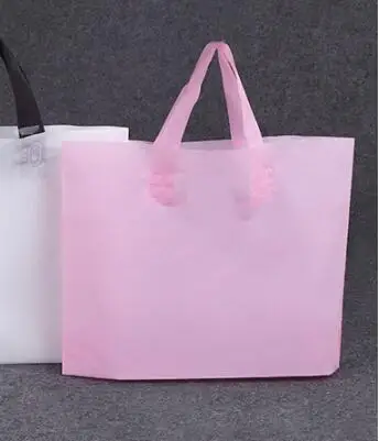 50 шт./упак. толстые Пластик сумка с ручкой Свадебная вечеринка подарок сумки Большая корзина дял покупок(напечатать логотип moq 200 шт - Цвет: Розовый