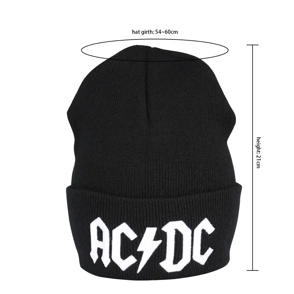 Мужская шапка K Pop ACDC Черная шапка Skullies зимние шапки Повседневная Вышивка унисекс Bonnets Skullcap мешковатые крючком Твердые Gorro элегантные