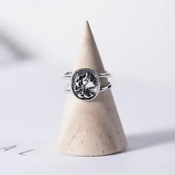

Portrait Oval Rings For Women Real 925 Sterling Silver High Quality Fashion Fine Jewelry Femme Open Ring Vintage Simple 925-960