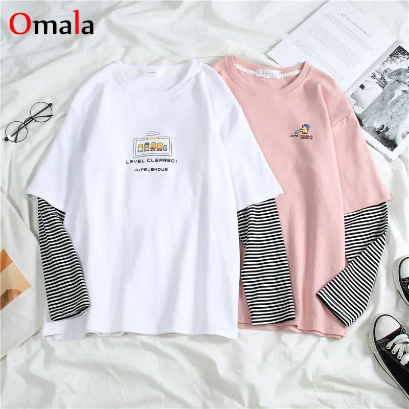 Harajuku Camiseta de manga larga para mujer hip-hop Ulzzang camisetas estilo coreano con letras estampadas camisetas para chicas otoño moda negro blanco - a.beigu.me