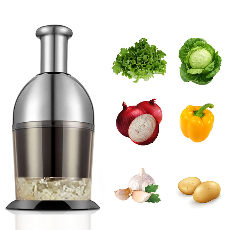 

SEISSO Stainless Steel Garlic Press Food Chopper Time Saver For Fruit Vegetables Salads Onions Nuts Safe Easy Clean
