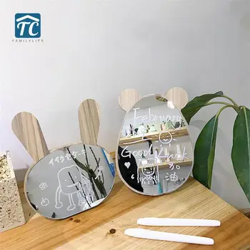 

Nordic Simple Mirror Cartoon Bear Wooden Makeup Mirrors Bedroom Desktop Mirror Korean Vanity Cosmetic Mirror Home Decor