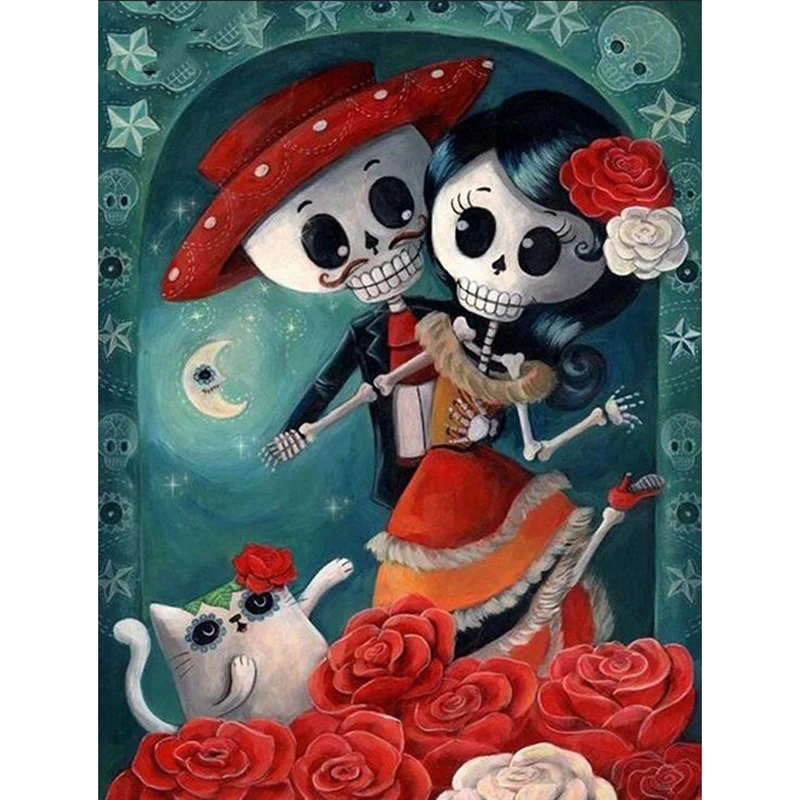 

5D Diy Diamond Diamond Cartoon Couple With Cross Stitch Diamond Picture With Rhinestone Home Decor