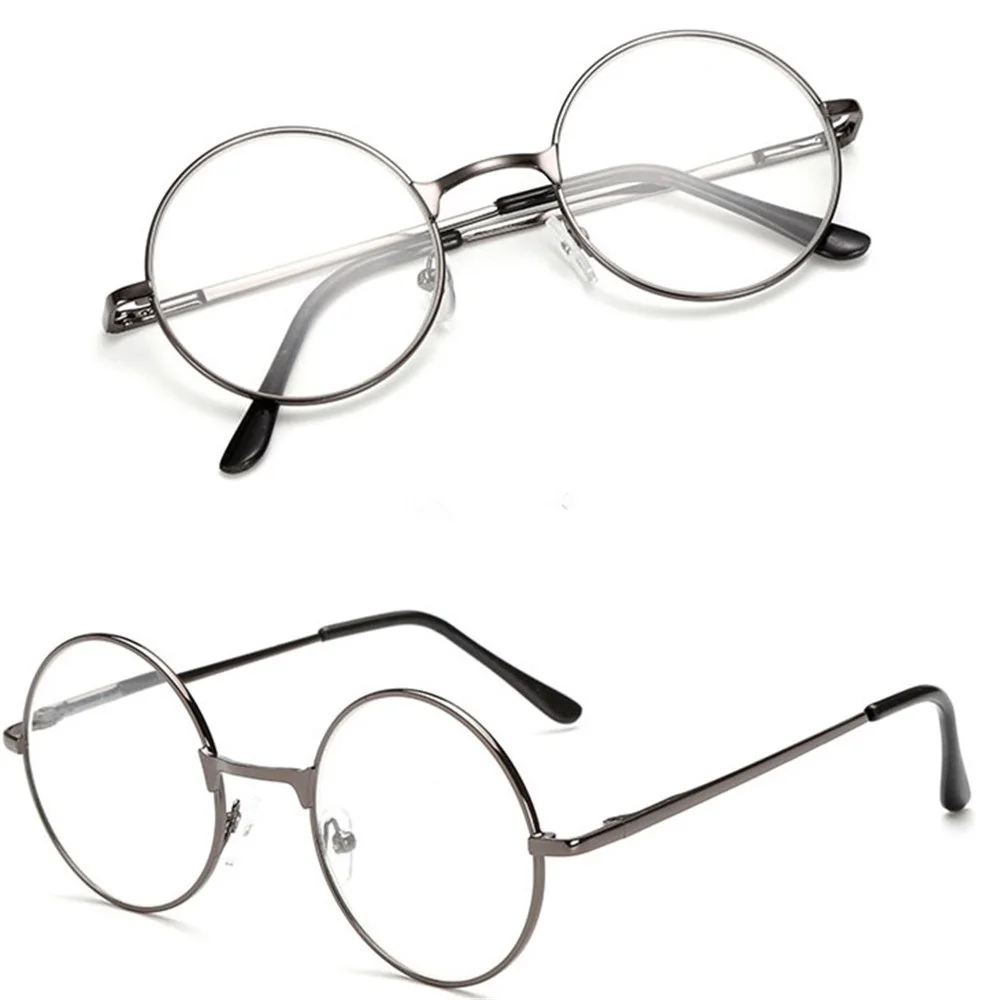 Vintage Round Metal Frame Reading Glasses Clear Lens Glasses Ultra Light Resin Eyeglasses