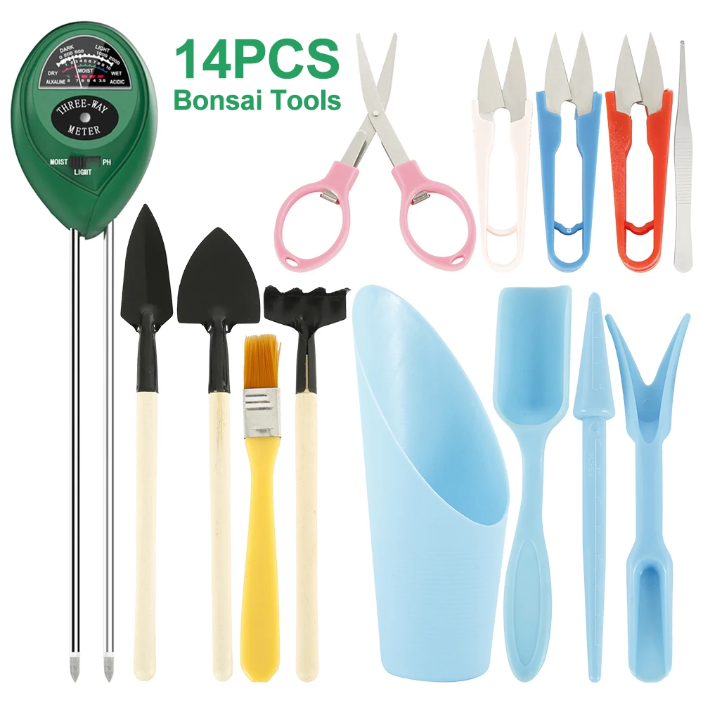 

14pcs Mini Garden Hand Tools Transplanting Outdoor Bonsai Tools Planting Flower Succulent Miniature Gardening Tools