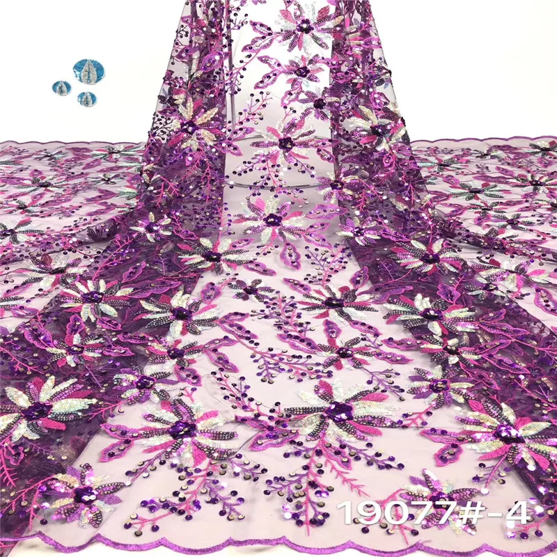 Madison High Quality African Lace Fabric with Sequins Flower Pattern French Tulle Mesh Lace Fabric Nigerian Sequence Lace - Цвет: as picture5