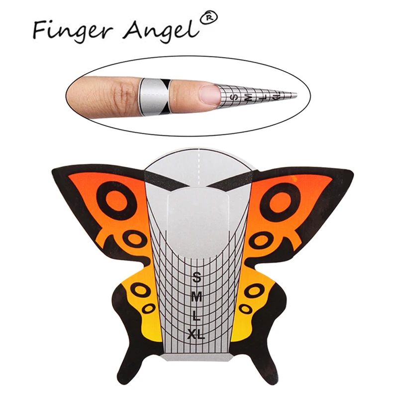 Finger Angel 50/100/500 шт инструментов для ногтей формы наконечника нейл-арта набор инструментов для самостоятельного Бумага кривая бабочка Chablon Гель-лак для ногтей УФ-удлинитель для французского маникюра