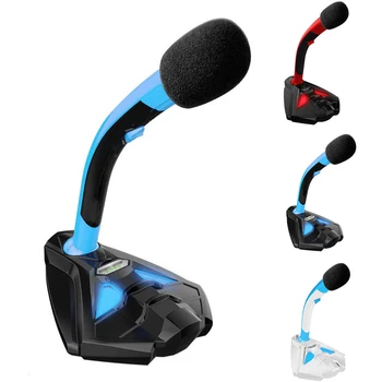 

1.5m Adjustable USB Condenser Microphone Desktop Laptop Computer Gaming Wired Microphone with LED Light