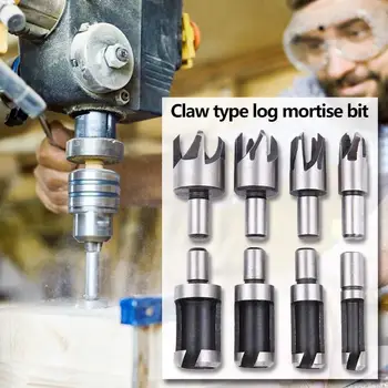 

8pcs 6/10/13/16mm Wood Plug Claw Type Round Wooden Tenon Drilling for Woodworking Bench Drill Electric Hand Drill Bits
