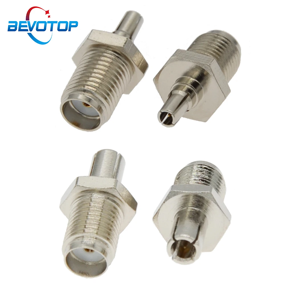 100Pcs Brass F Female Plug to CRC9 and TS9 Male 2 in 1 Jack to Straight RF Coaxial Adapter Nickel Plated Connector