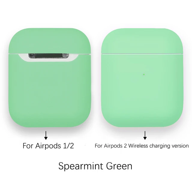 Soft Silicone Cases For Apple Airpods 1/2 Protective Bluetooth Wireless Earphone Cover For Air Pods Luxury Charging Box Bags Spearmint Green