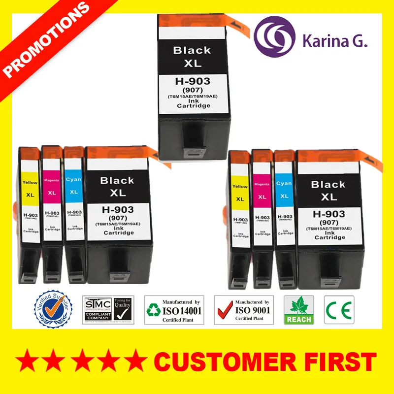 2Sets Plus 1PCS BK Совместимый для hp 903xl/hp 903(hp 907)/hp 903 чернильные картриджи костюм для Officejet Pro 6950 6960 6962 6963 6965 6966 и т. Д - Цвет: 2Sets Plus 1PCS BK