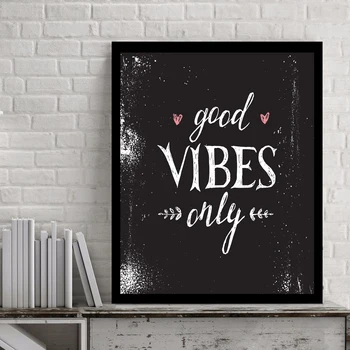 

Canvas Print Picture Wall Art Good Vibes Only Letter Painting Home Decor Modular Black White Nordic Poster For Living Room Frame