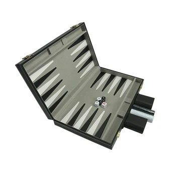 

Wooden Entertainment Chess Board Portable Business Folding Adults Table PU Leather Box Game Backgammon Set Educational Toy Gift