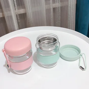 

Simple Transparent Heat-Resistant Glass Sealed Leak-Proof with Tea Infuser Portable Bottle Portable Rope Holding Water Cup