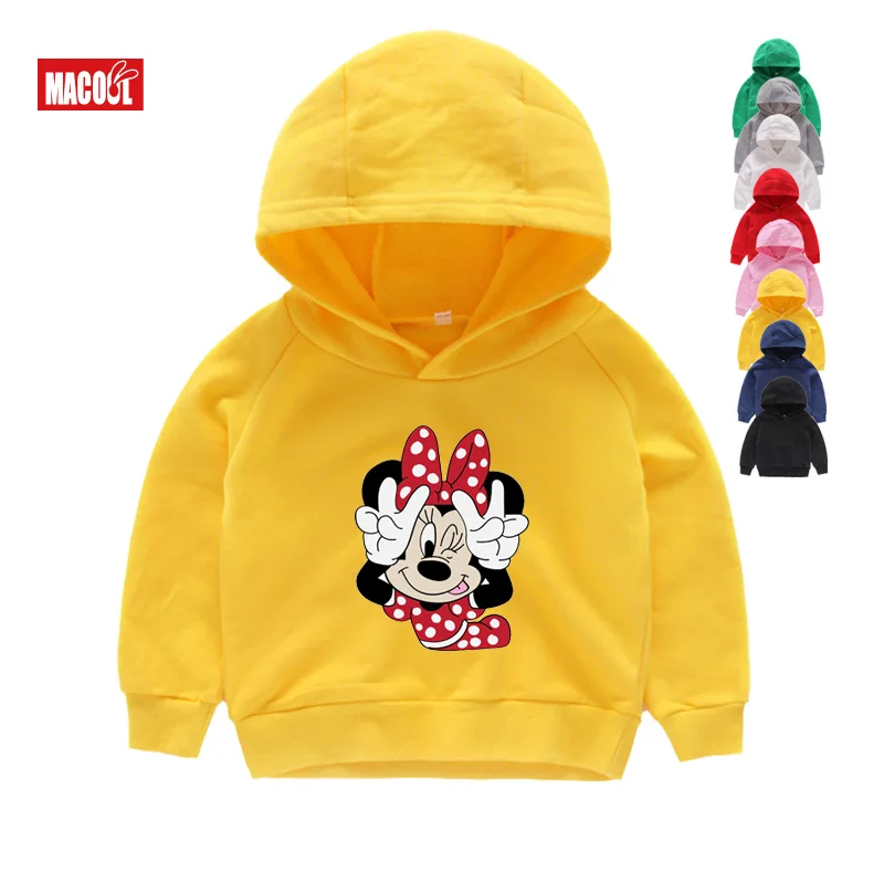 kids hoodies yellow Детские толстовки с капюшоном, свитшоты, Детская футболка с длинными рукавами и рисунком, милые осенне-зимние топы для малышей - Цвет: kids hoodies yellow
