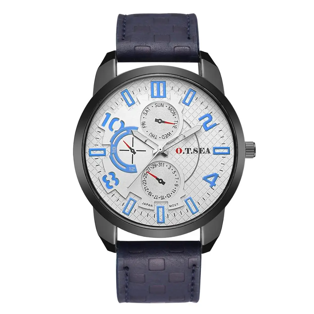 

Hot Sales O.T.SEA Top Brand Pu Leather Men's Watches Men Military Business Sports Quartz Wrist Watch Male Relogio Masculino