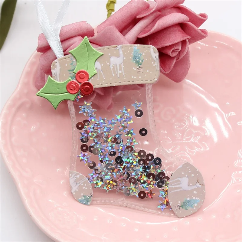 KSCRAFT 중첩 크리스마스 스타킹 금속 절단 다이 스텐실 DIY Scrapbooking 장식 엠보싱 DIY 종이 카드