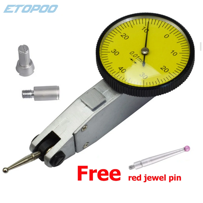 

0-0.8mm Precision Dial Gauge Test Lever Indicator Scale Meter Accuracy Indicator Center Finder Micrometre Free red jewel pin