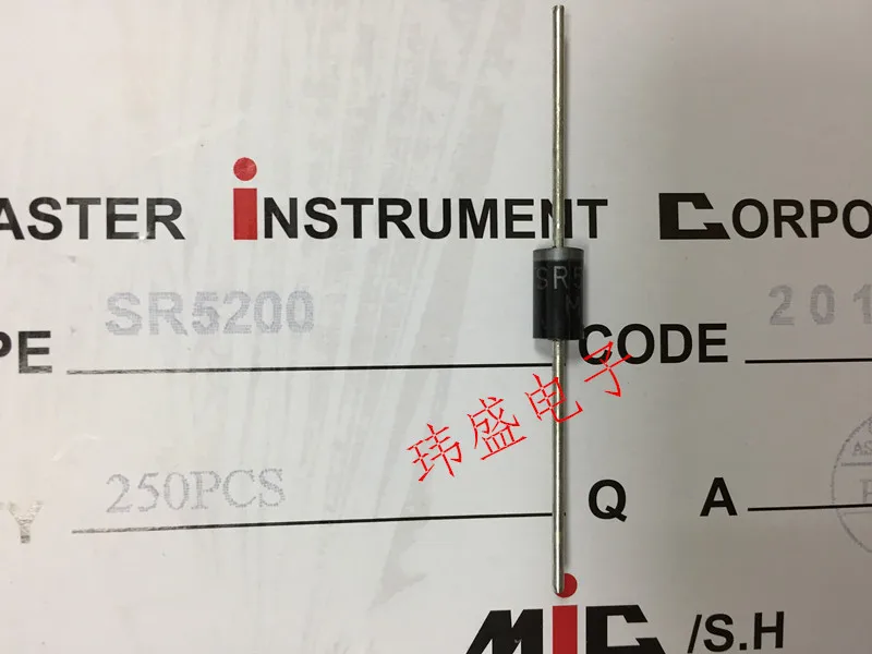10 шт./лот MBR5200 = SR520 SB5200 SR5200 5A 200V DO-27 высокое качество