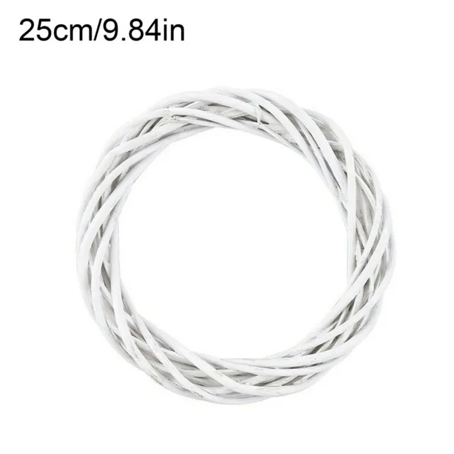 10/15/20/30cm Christmas Rattan Ring White Artificial Flower Garland Dried Frame Wicker Vine Wreath DIY Party Ornament Home Decor 25cm