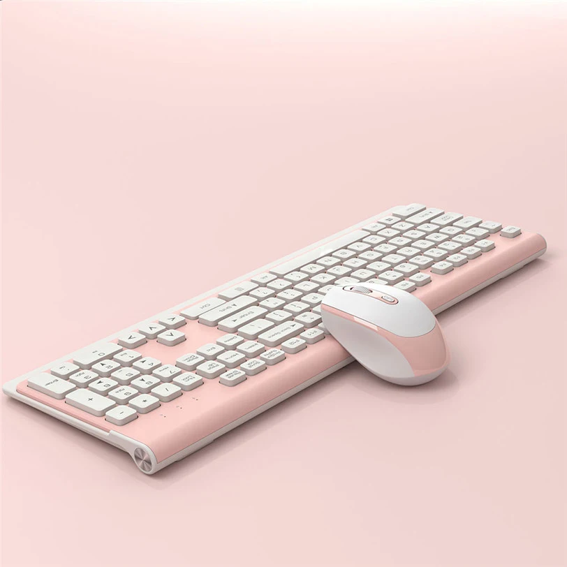 CAPRPIE 2,4G беспроводная мышь, набор с клавиатурой, 3 цвета на выбор, компьютерные игровые мыши для геймеров, для дома, офиса, для ПК, ноутбука, 9NOV - Цвет: Pink