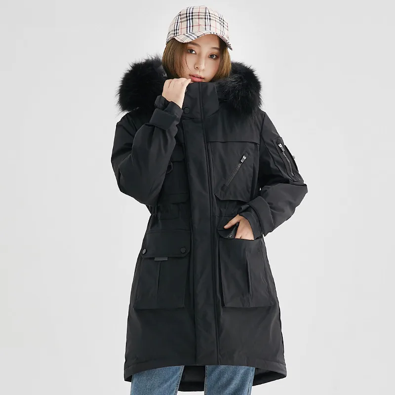 

Clothes Women 2020 Down Jacket Woman Hooded Long Coats Winter Coat Women Raccoon Fur Collar Sport Parka Chaqueta MY1534