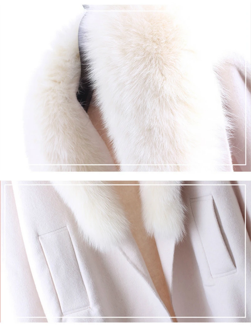 Новое модное женское осенне-зимнее шерстяное пальто с животным мехом теплое свободное шерстяное пальто толстая длинная куртка плюс размер CA3268
